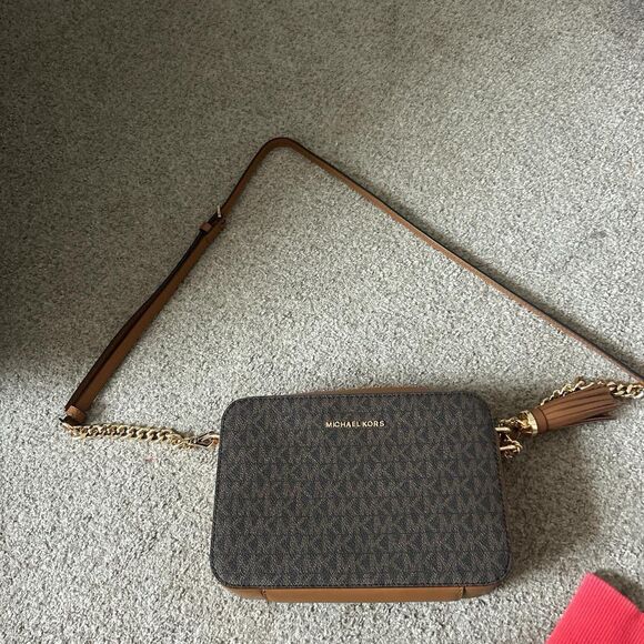 Michael Kors Purse Brown with Gold Hardware and Logo Accents - Picture 2 of 5